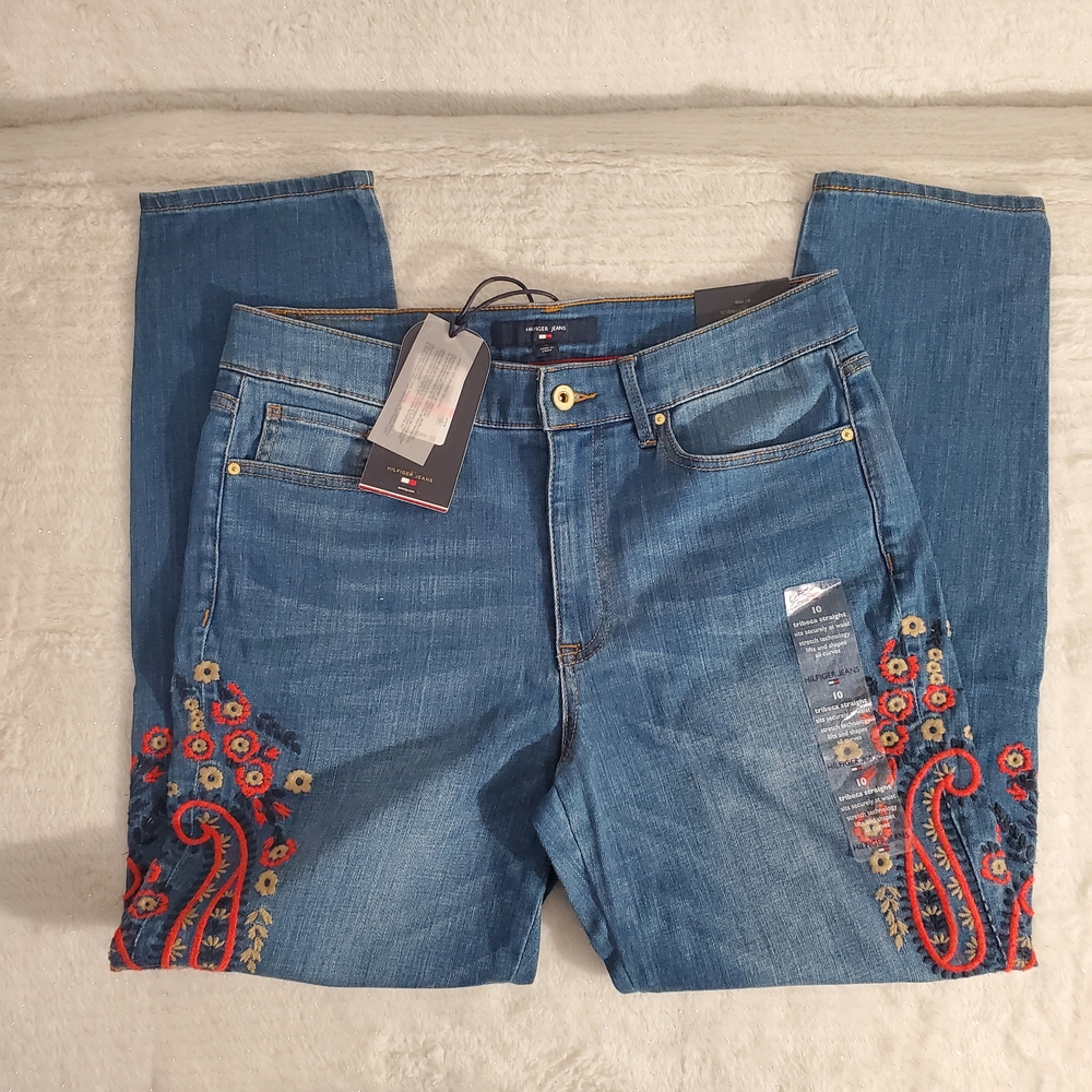 Hilfiger Embroidered Blue Women’s Jeans - Floral Accent